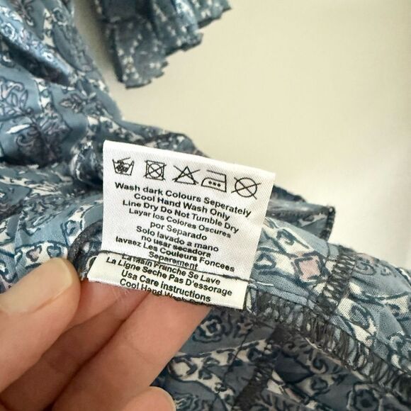 Lassiter Boho Dress with Ruffle and Tassel Detail in Blue Floral Block Print - S - Picture 7 of 7